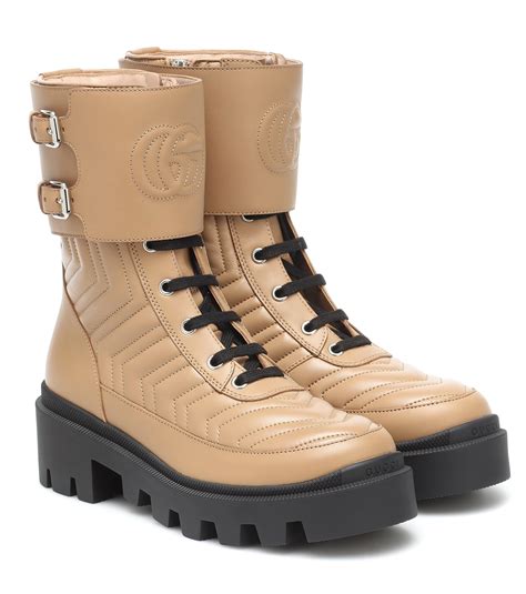 gucci frances leather combat boots|high top Gucci boots.